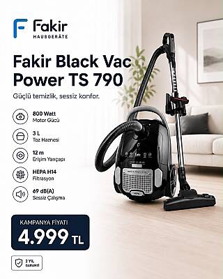 FAKİR BLACK VAC POWER TS 790 TOZ TORBALI SÜPÜRGE - 1